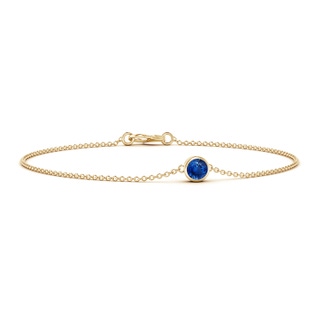4mm AAA Bezel-Set Round Blue Sapphire Chain Bracelet in Yellow Gold