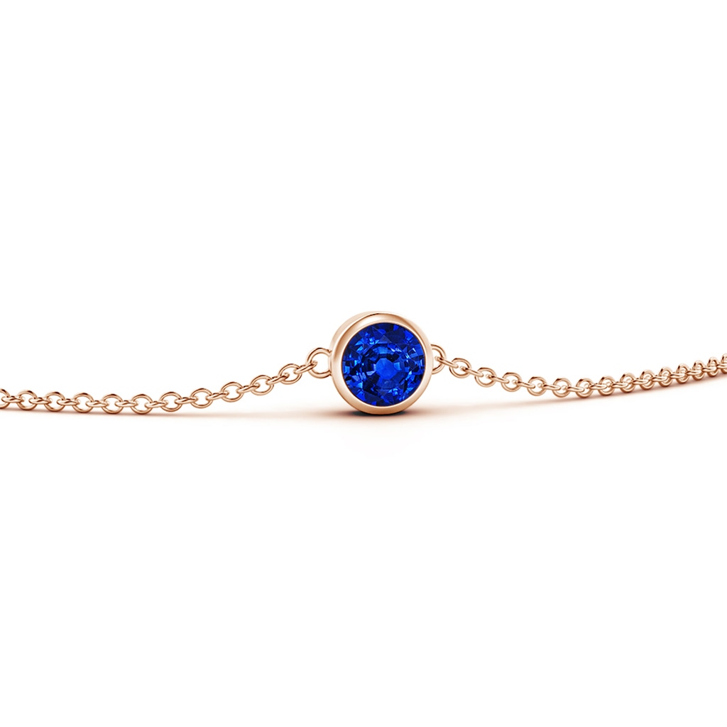 4mm AAAA Bezel-Set Round Blue Sapphire Chain Bracelet in Rose Gold Side 199