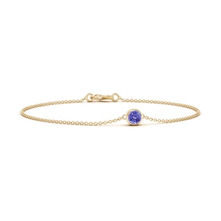 4mm AAA Bezel-Set Round Tanzanite Chain Bracelet in Yellow Gold