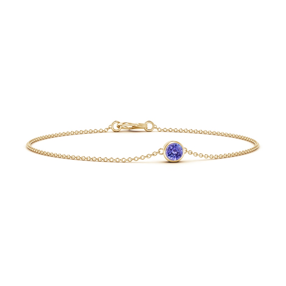 4mm AAA Bezel-Set Round Tanzanite Chain Bracelet in Yellow Gold 