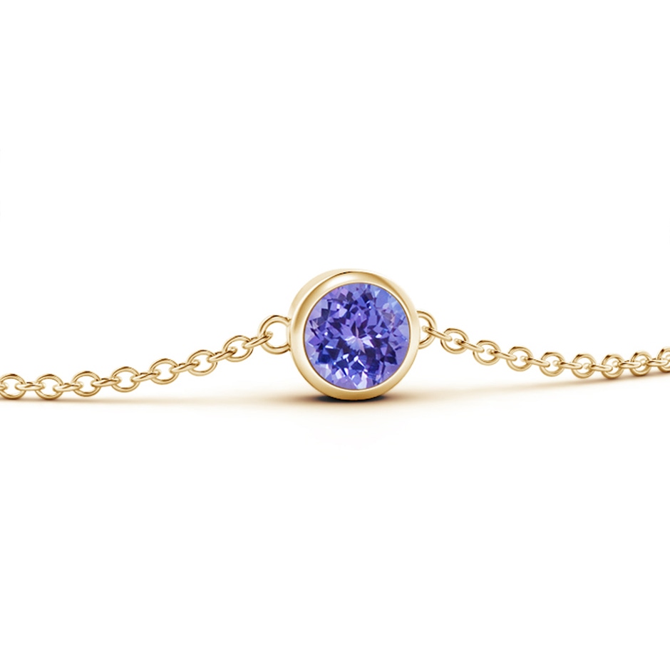 4mm AAA Bezel-Set Round Tanzanite Chain Bracelet in Yellow Gold side-1