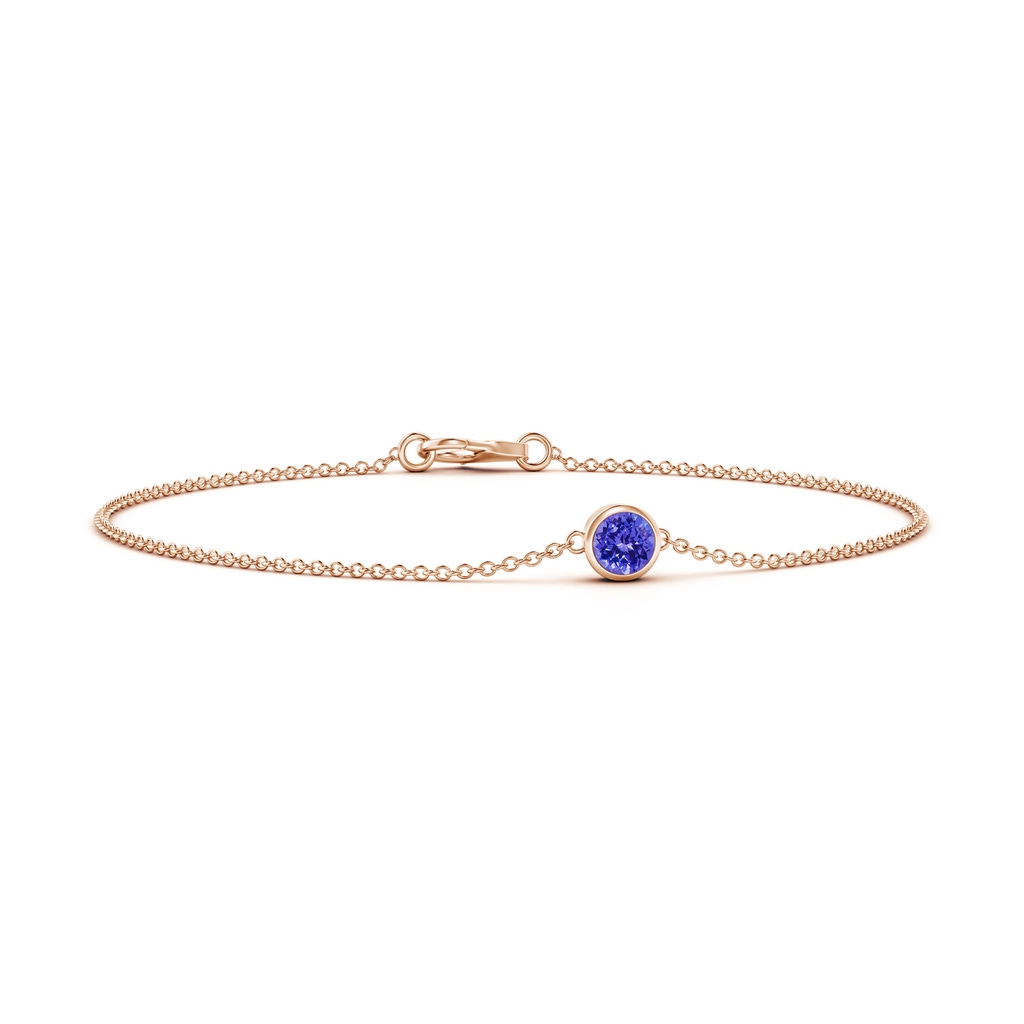 4mm AAAA Bezel-Set Round Tanzanite Chain Bracelet in Rose Gold