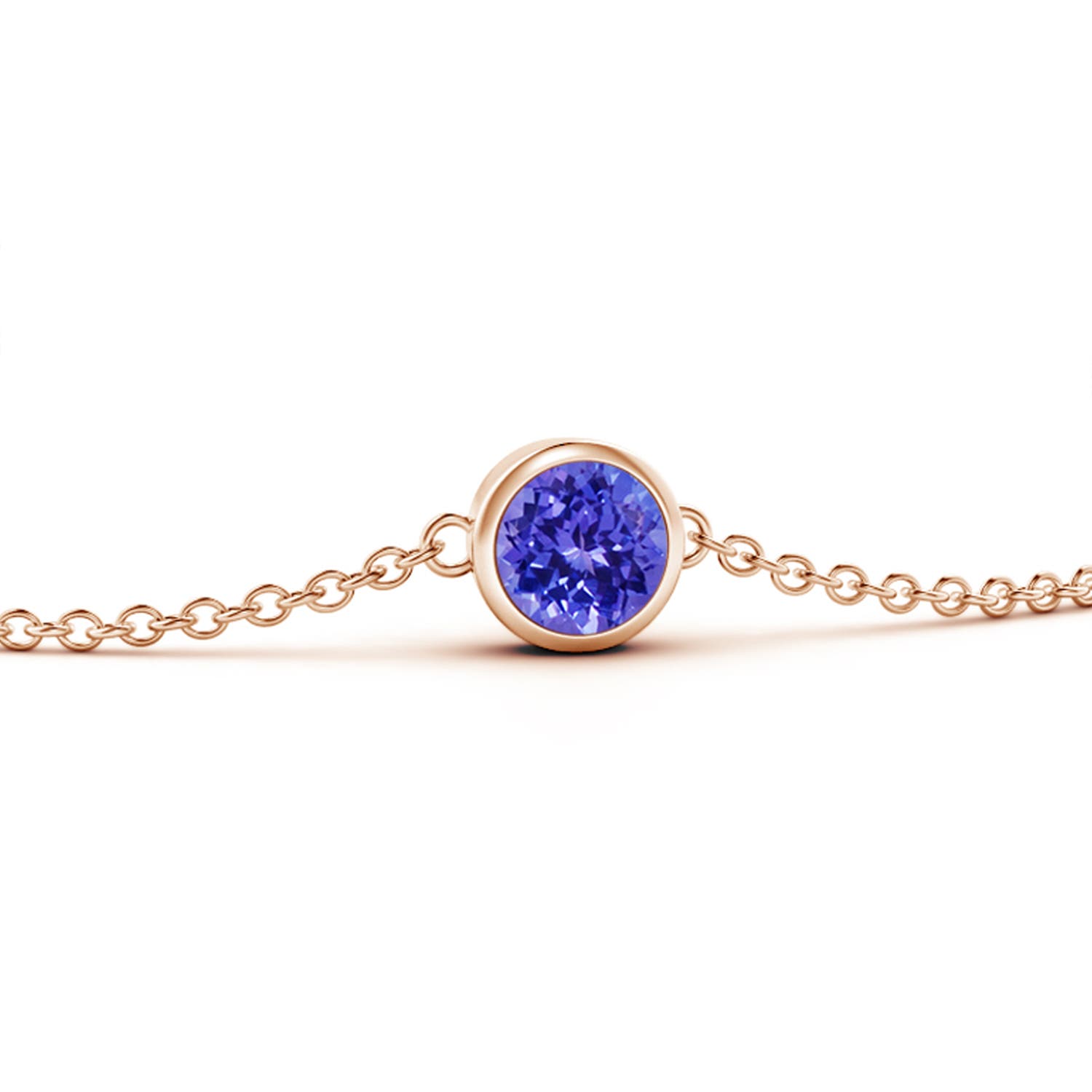 Bezel-Set Round Tanzanite Chain Bracelet