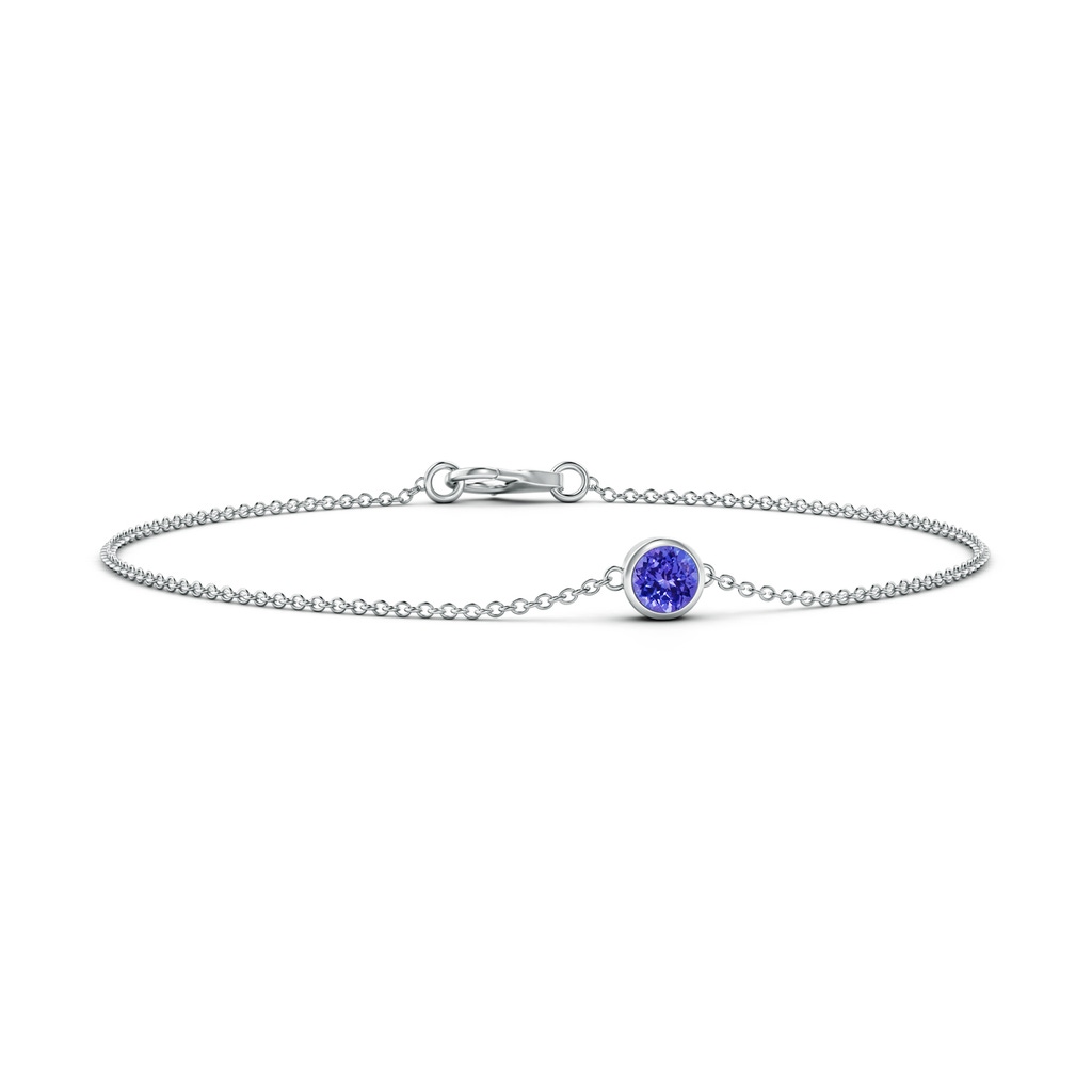 4mm AAAA Bezel-Set Round Tanzanite Chain Bracelet in White Gold