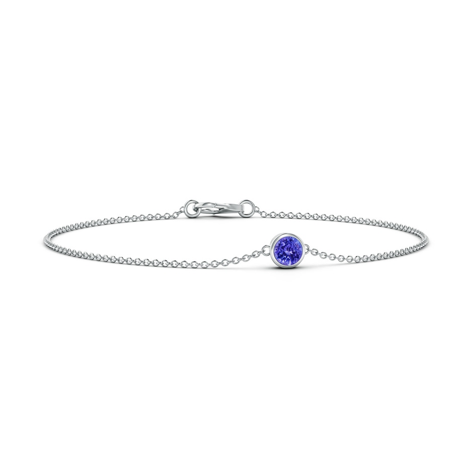 4mm AAAA Bezel-Set Round Tanzanite Chain Bracelet in White Gold 