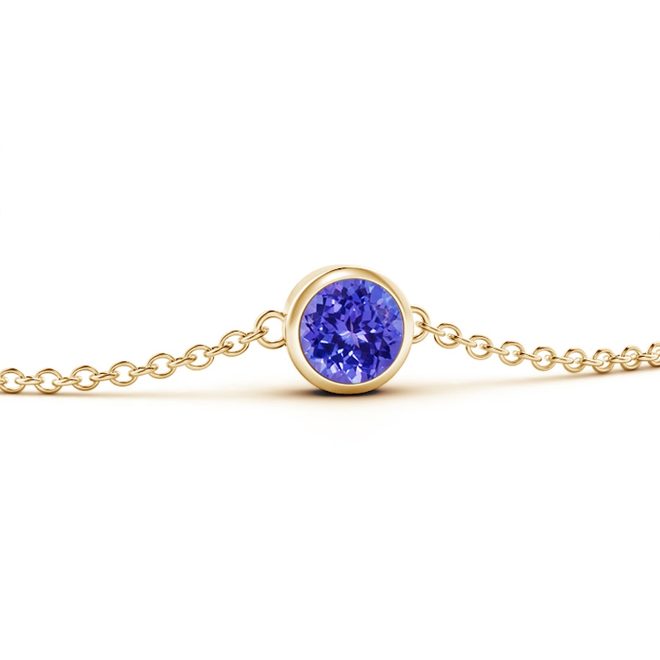 4mm AAAA Bezel-Set Round Tanzanite Chain Bracelet in Yellow Gold side-1