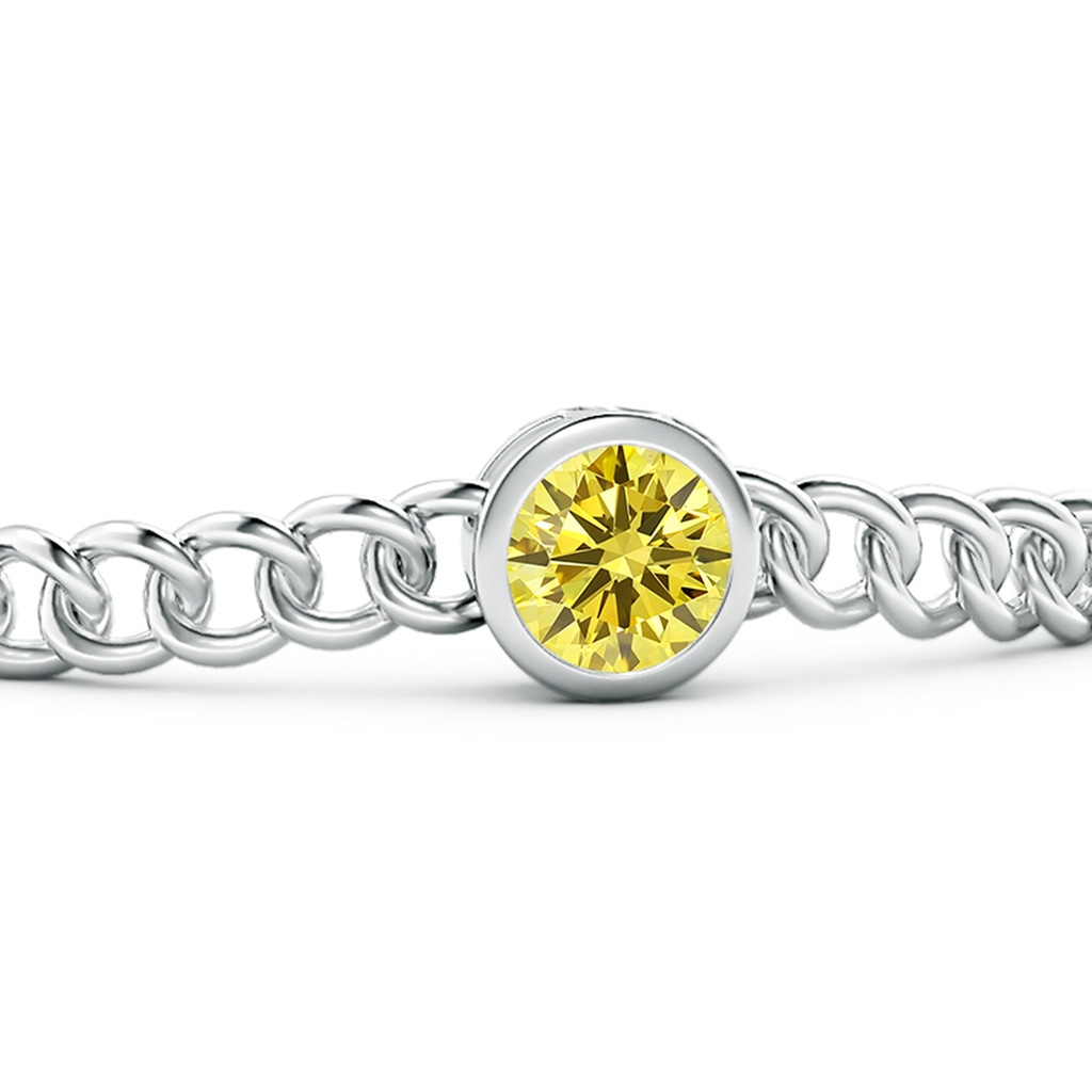 7.4mm AAAA Bezel-Set Round Fancy Intense Yellow Diamond Chain Bracelet in P950 Platinum - side 199