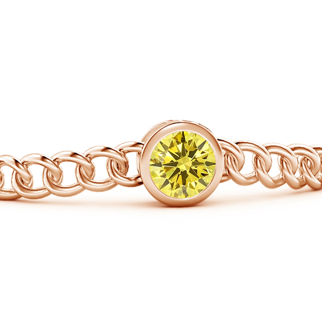 7.4mm AAAA Bezel-Set Round Fancy Intense Yellow Diamond Chain Bracelet in Rose Gold - side 199