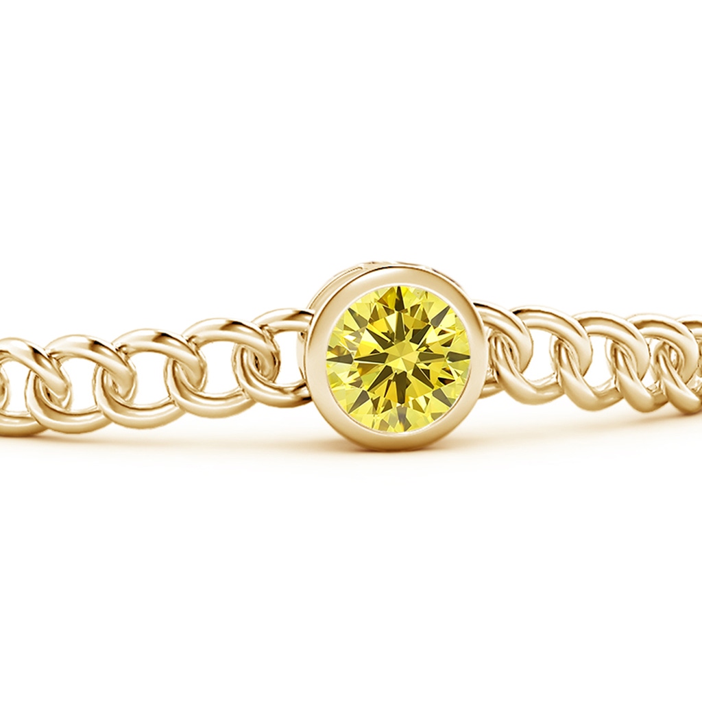 7.4mm AAAA Bezel-Set Round Fancy Intense Yellow Diamond Chain Bracelet in Yellow Gold - side 199