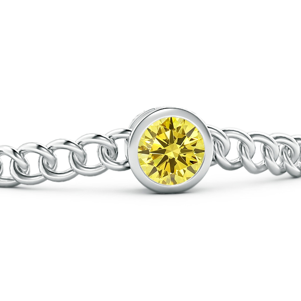 8mm AAAA Bezel-Set Round Fancy Intense Yellow Diamond Chain Bracelet in White Gold - side 199