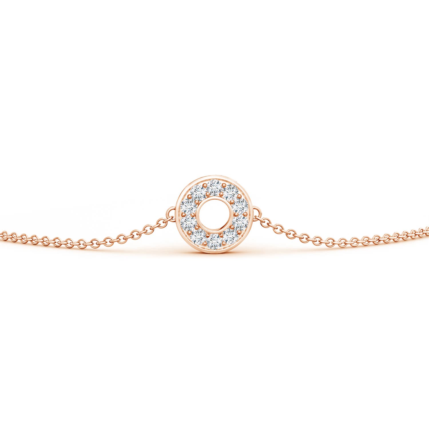 1.55mm GVS2 Pave-Set Round Diamond Chain Bracelet in Rose Gold - side 1