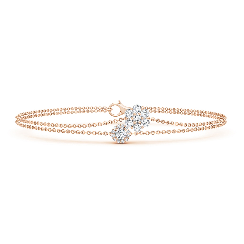 2.9mm GVS2 Clustre Diamond Halo Double Chain Bracelet in Rose Gold