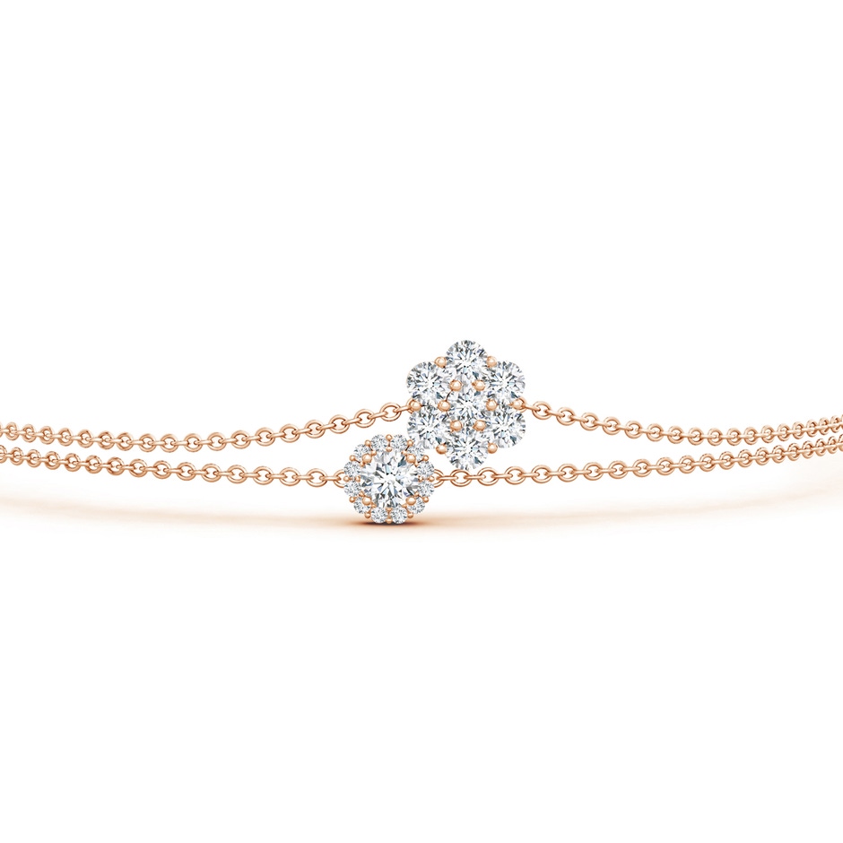 2.9mm GVS2 Clustre Diamond Halo Double Chain Bracelet in Rose Gold Side 1