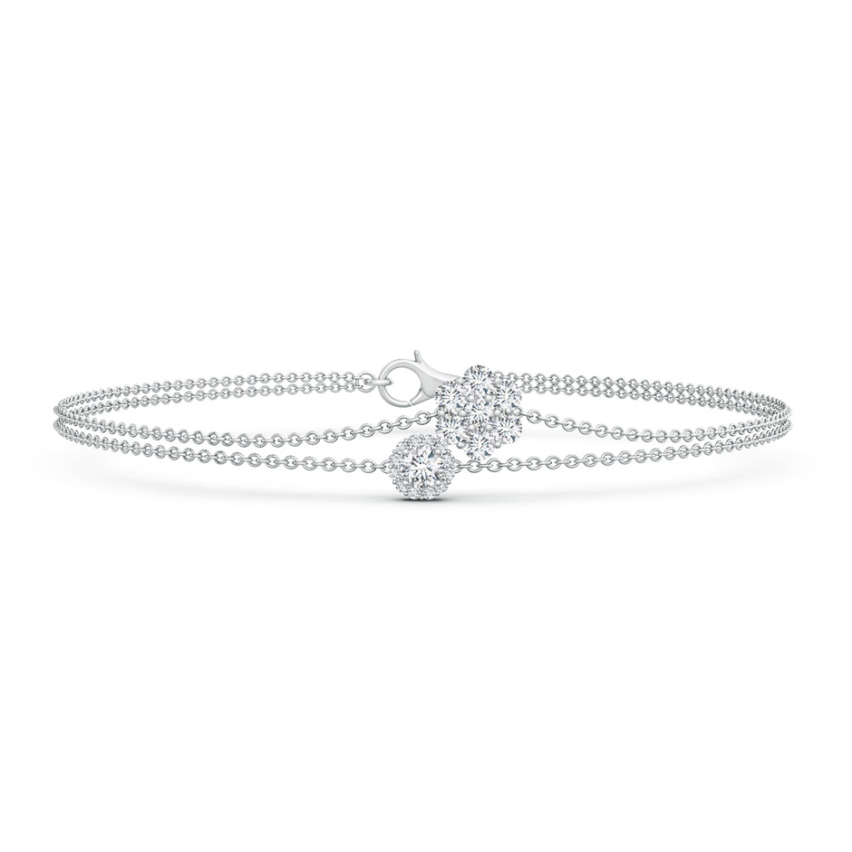 2.9mm GVS2 Clustre Diamond Halo Double Chain Bracelet in White Gold 