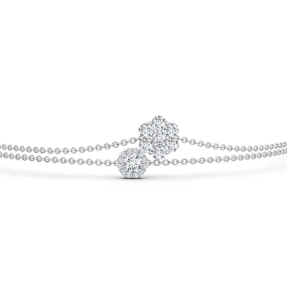 2.9mm GVS2 Clustre Diamond Halo Double Chain Bracelet in White Gold Side 1