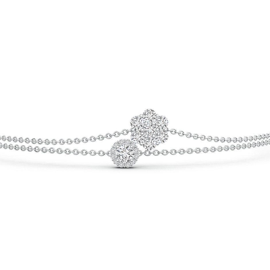 2.9mm HSI2 Clustre Diamond Halo Double Chain Bracelet in White Gold Side 1