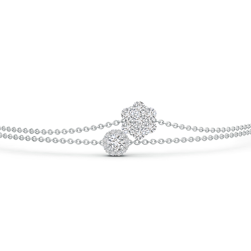 2.9mm HSI2 Clustre Diamond Halo Double Chain Bracelet in White Gold - side 199