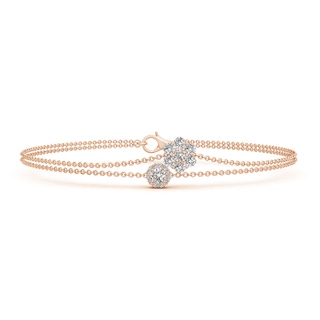2.9mm IJI1I2 Clustre Diamond Halo Double Chain Bracelet in 10K Rose Gold
