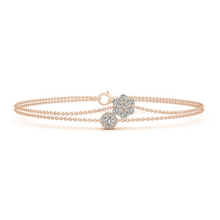 2.9mm KI3 Clustre Diamond Halo Double Chain Bracelet in Rose Gold