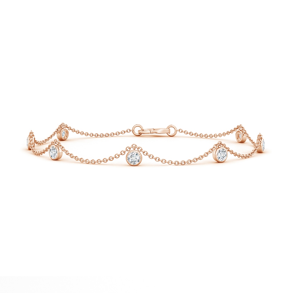 2.6mm GVS2 Bezel-Set Round Diamond Charm Bracelet in Rose Gold