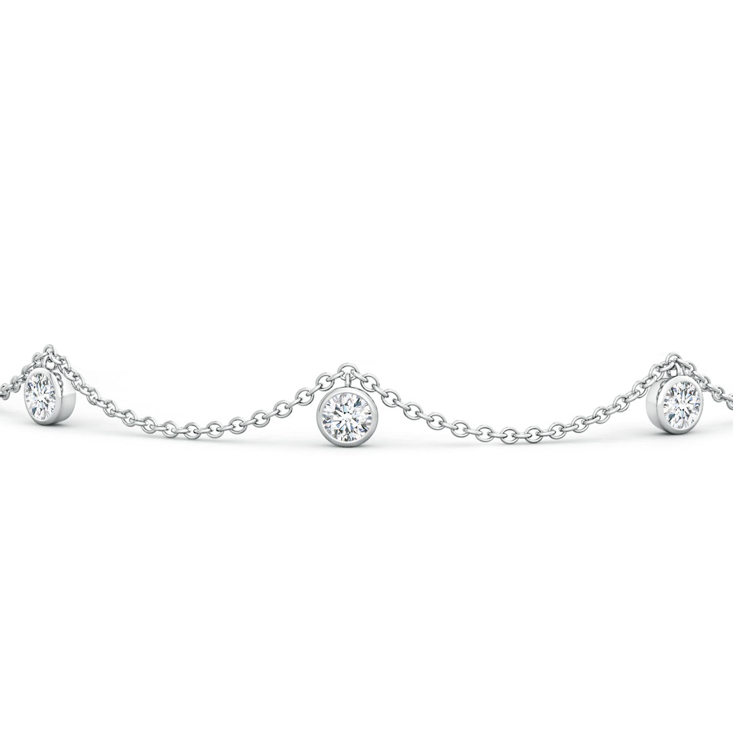 2.6mm GVS2 Bezel-Set Round Diamond Charm Bracelet in White Gold