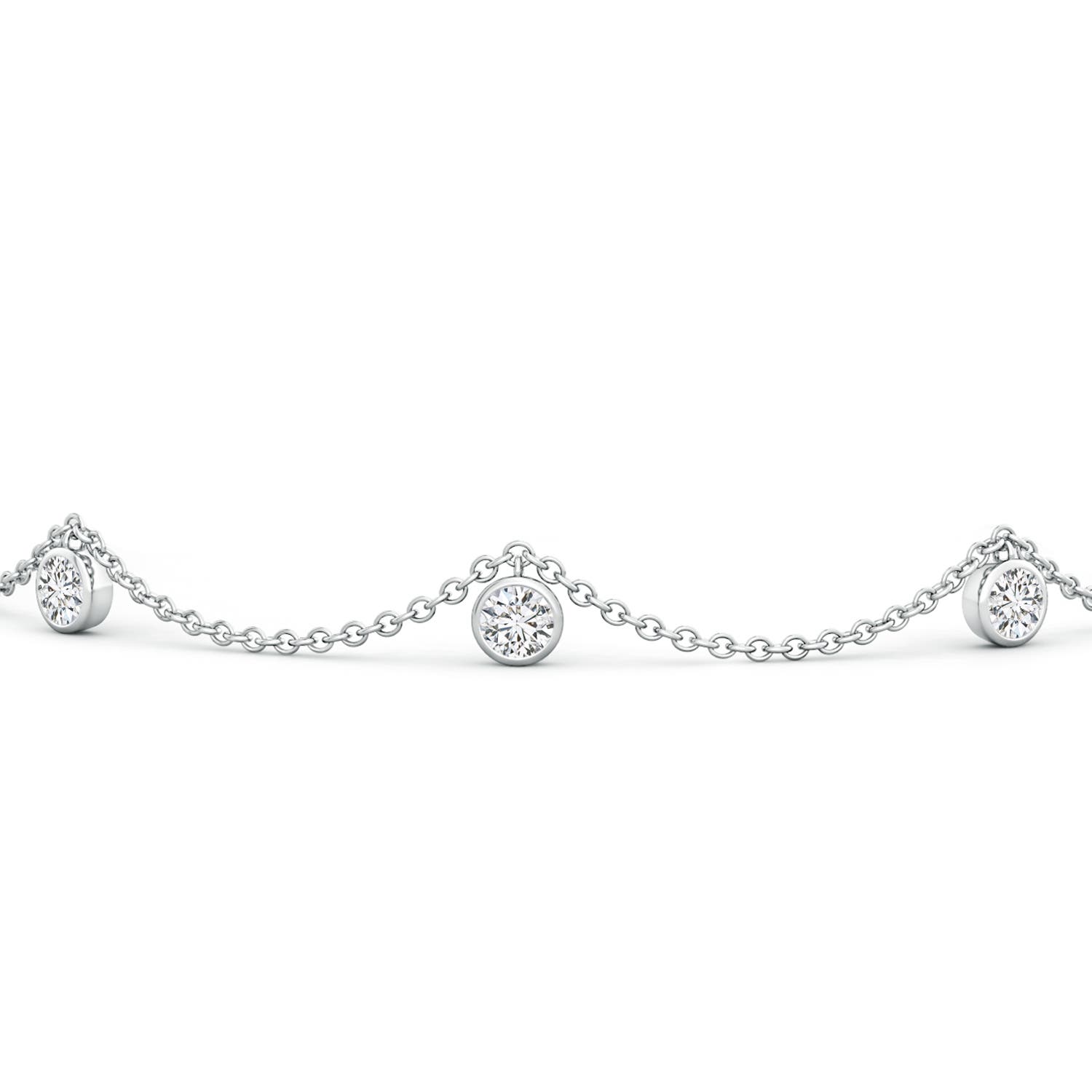 2.6mm HSI2 Bezel-Set Round Diamond Charm Bracelet in White Gold - side 1