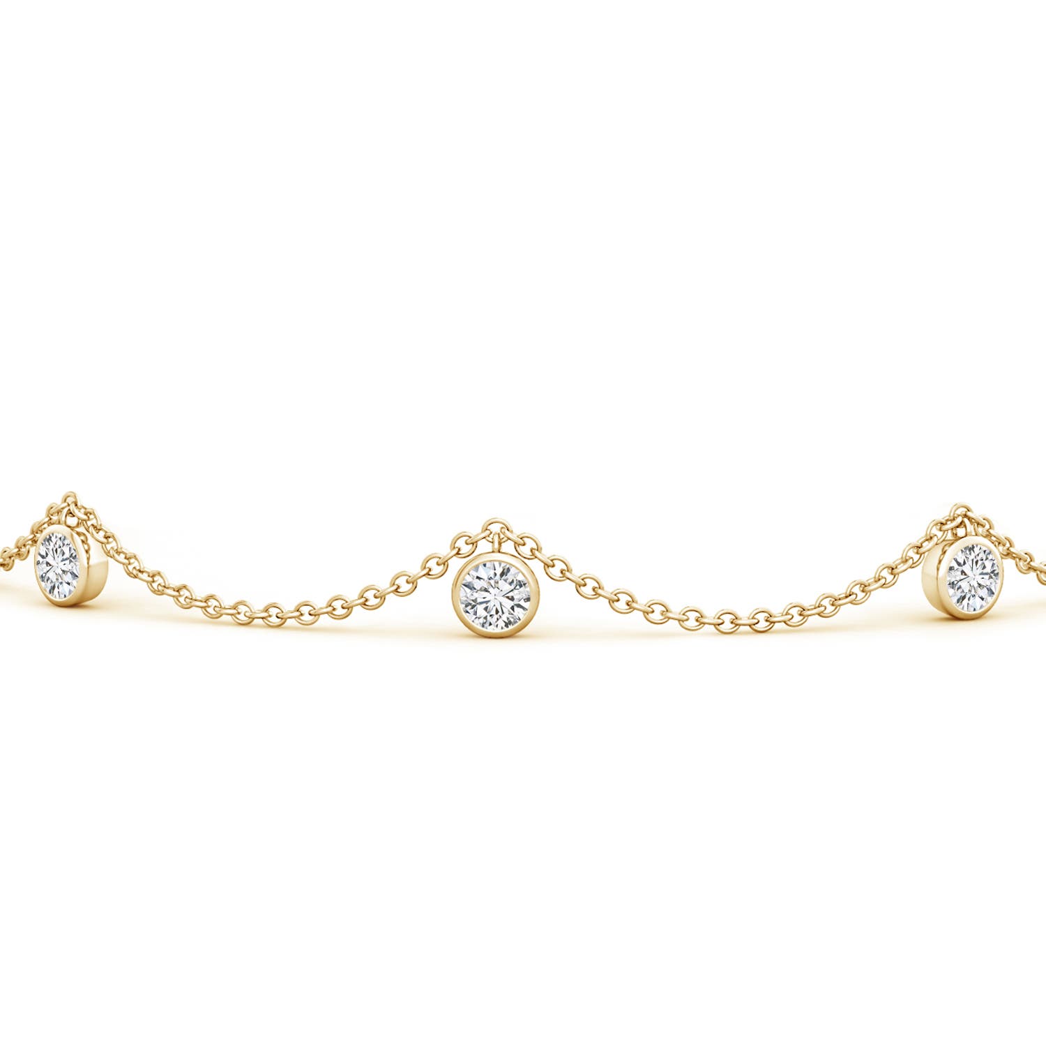 2.6mm HSI2 Bezel-Set Round Diamond Charm Bracelet in Yellow Gold
