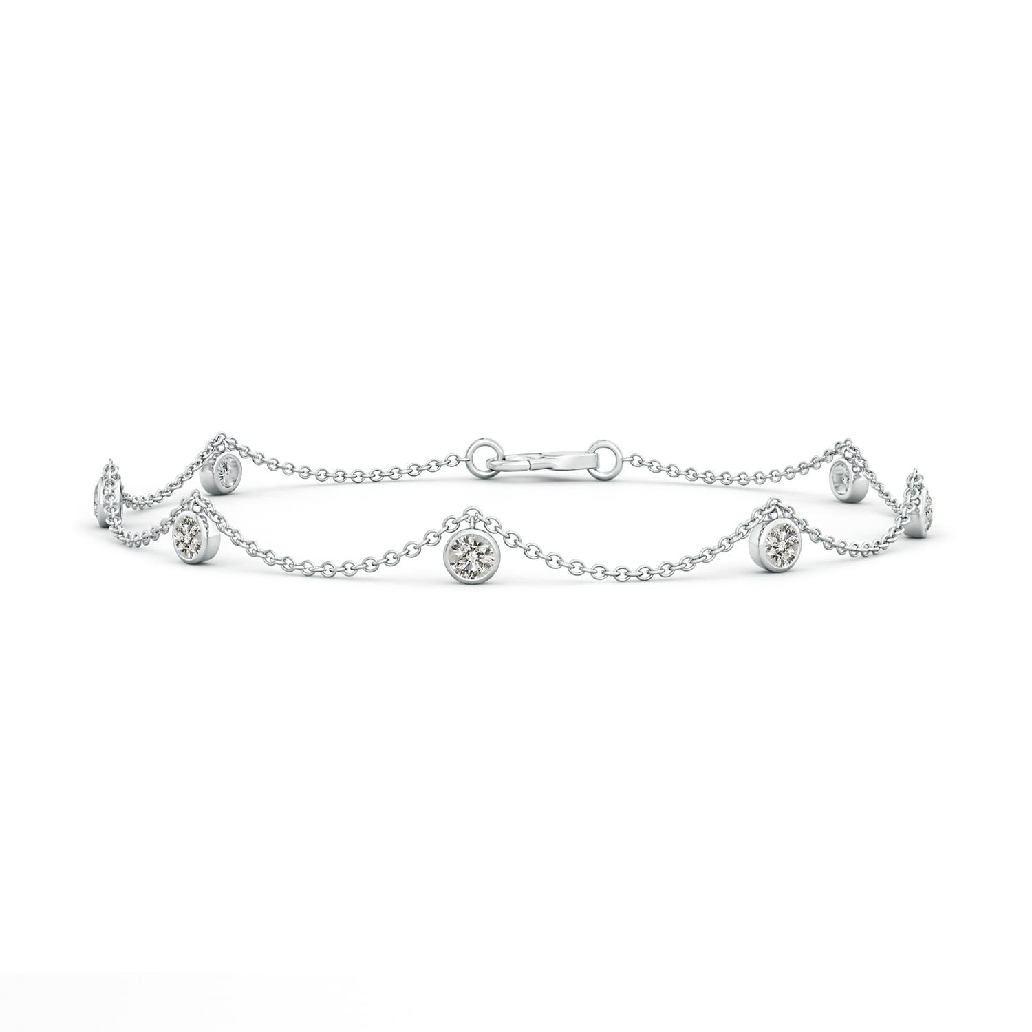 2.6mm KI3 Bezel-Set Round Diamond Charm Bracelet in White Gold