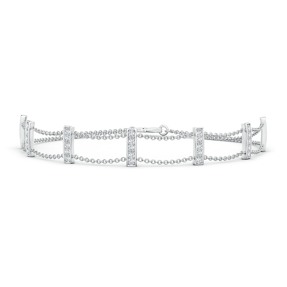 1.3mm GVS2 Pave-Set Round Diamond Double Chain Bar Bracelet in White Gold 
