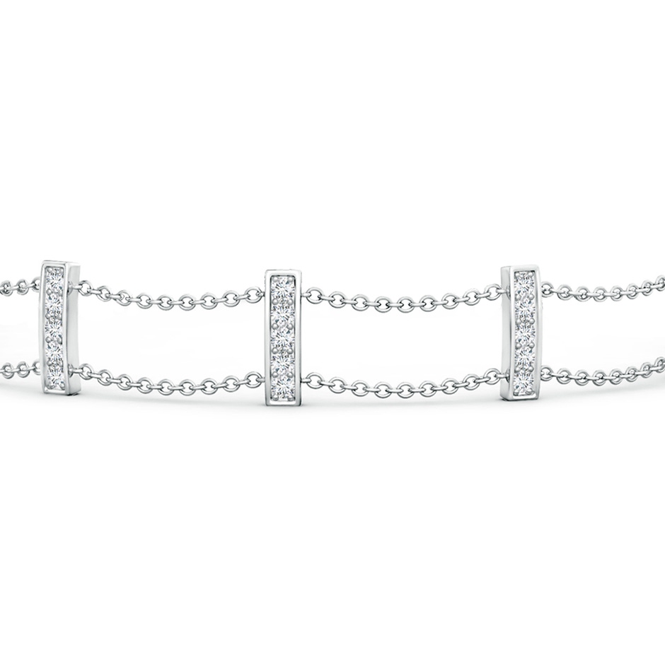 1.3mm GVS2 Pave-Set Round Diamond Double Chain Bar Bracelet in White Gold side 1