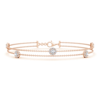 2.9mm GVS2 Round Diamond Alternate Halo Double Chain Bracelet in Rose Gold