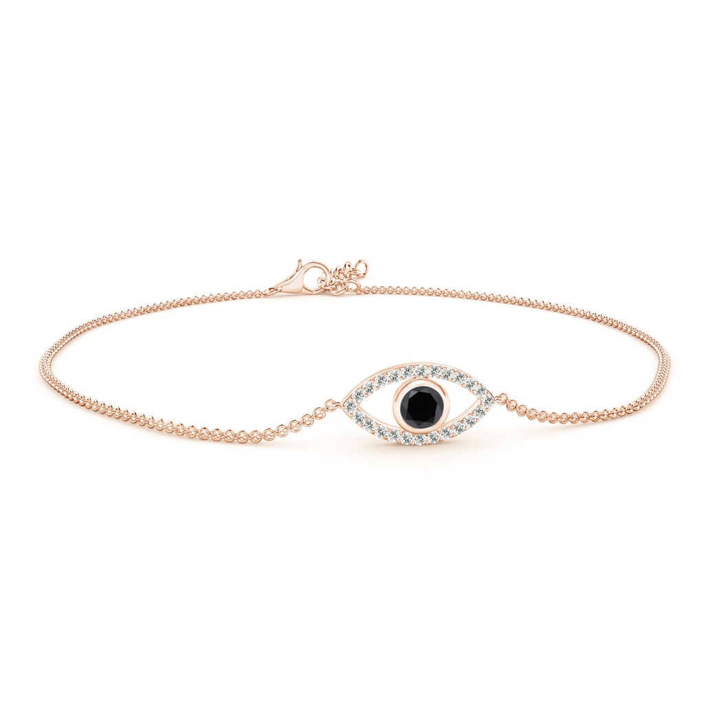 3.5mm AA Bezel-Set Black Diamond Evil Eye Bracelet With Accents in Rose Gold