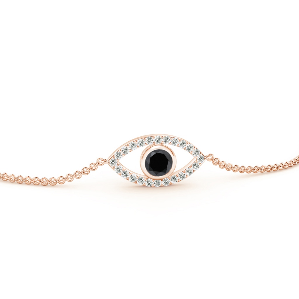 3.5mm AA Bezel-Set Black Diamond Evil Eye Bracelet With Accents in Rose Gold - side 199