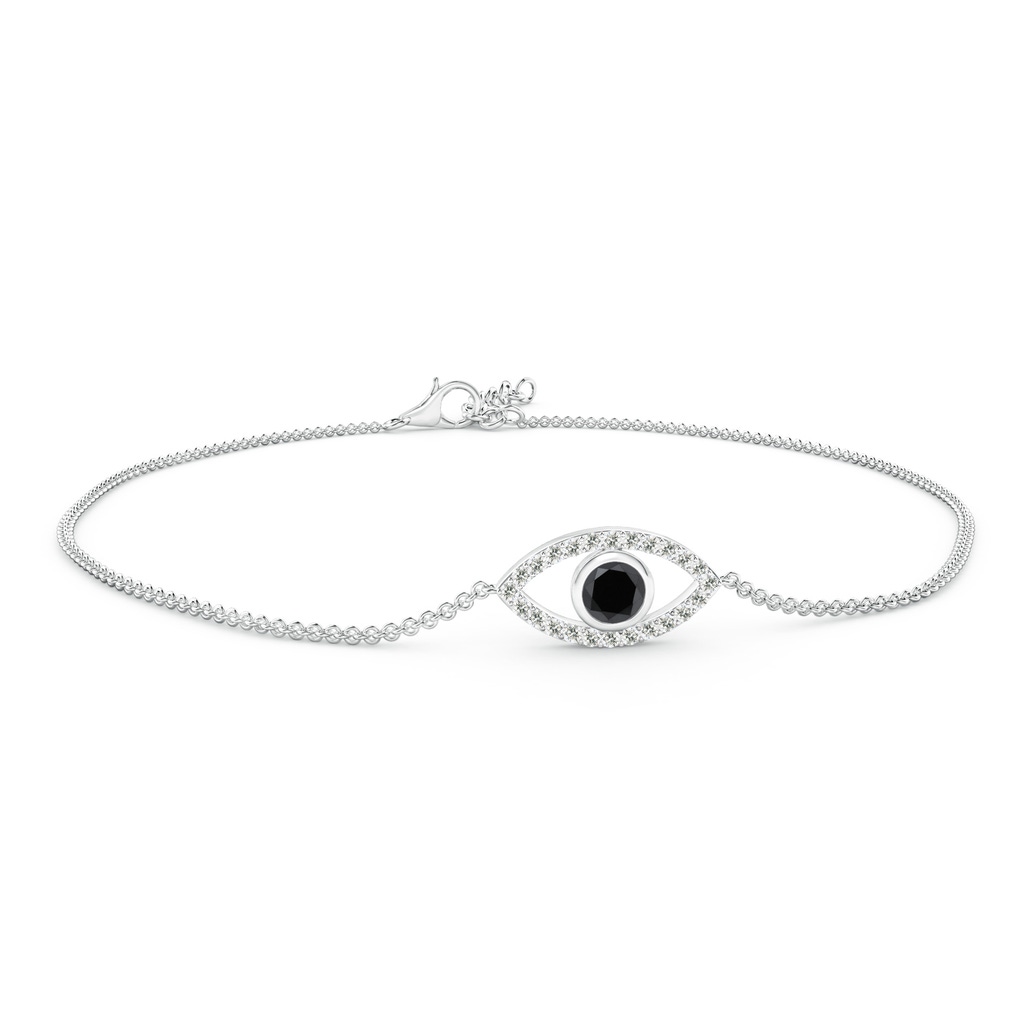 3.5mm AA Bezel-Set Black Diamond Evil Eye Bracelet With Accents in White Gold