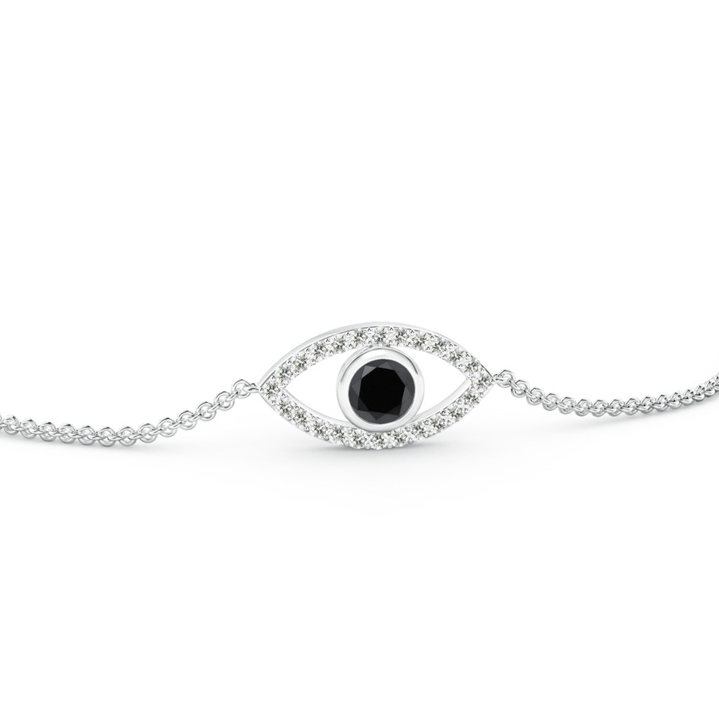 3.5mm AA Bezel-Set Black Diamond Evil Eye Bracelet With Accents in White Gold - side 199