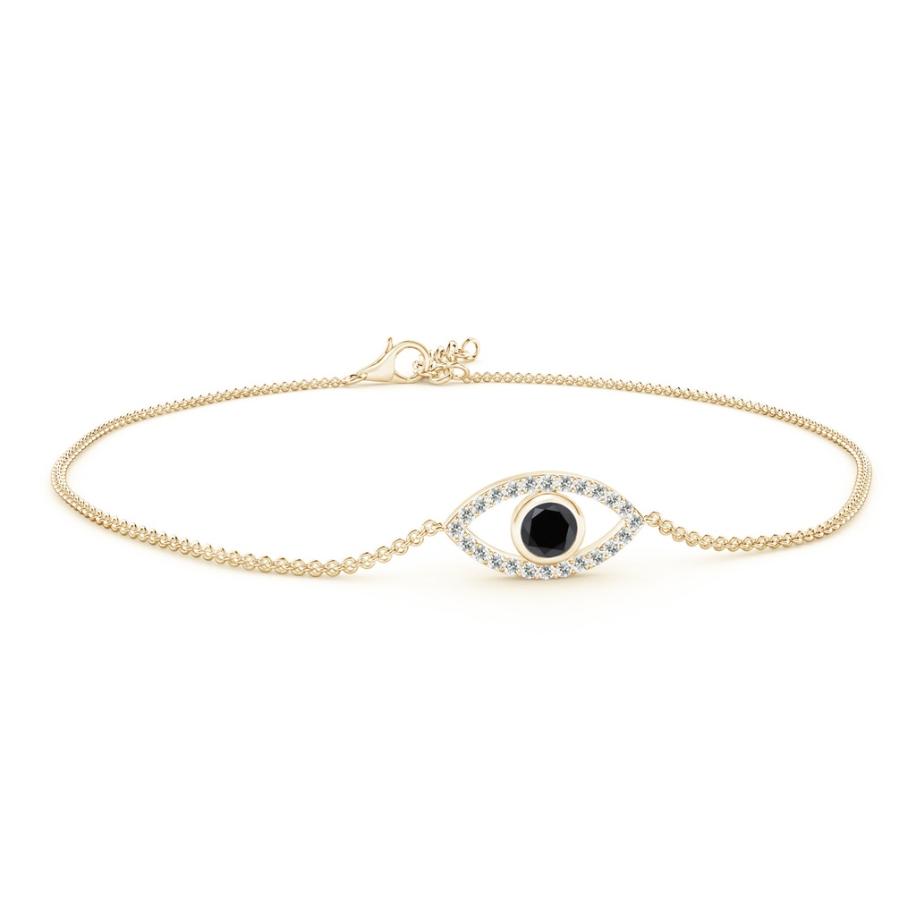 3.5mm AA Bezel-Set Black Diamond Evil Eye Bracelet With Accents in Yellow Gold