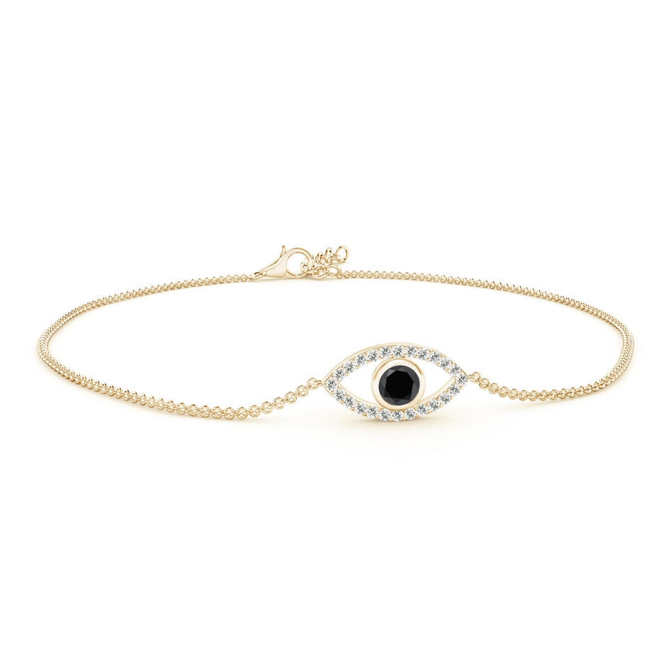 3.5mm AA Bezel-Set Black Diamond Evil Eye Bracelet With Accents in Yellow Gold 