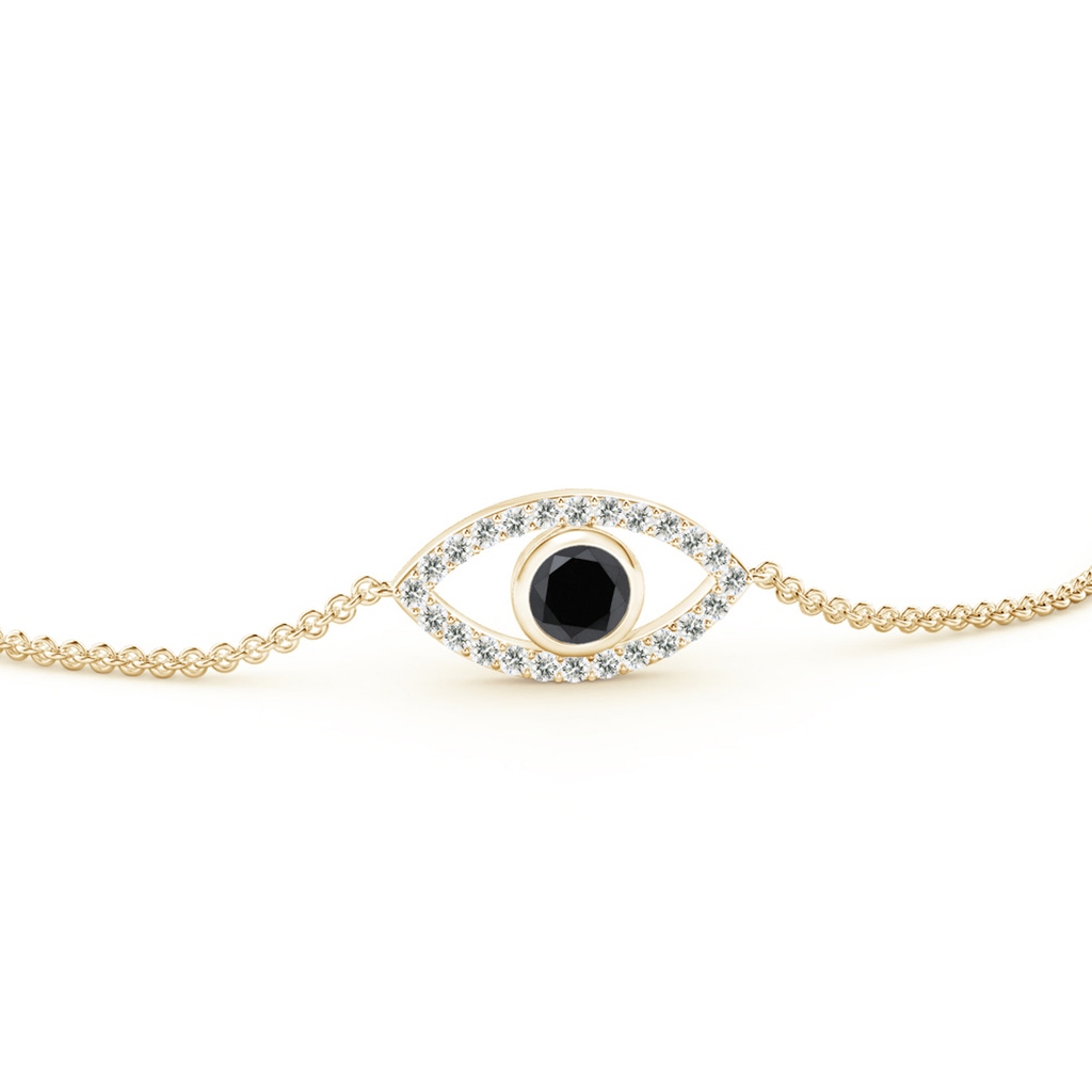 3.5mm AA Bezel-Set Black Diamond Evil Eye Bracelet With Accents in Yellow Gold - side 199