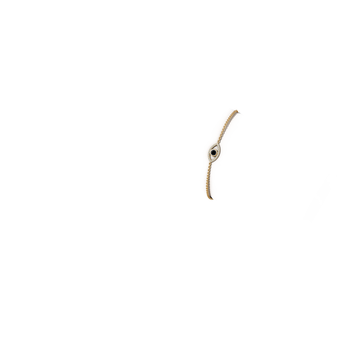 3.5mm AA Bezel-Set Black Diamond Evil Eye Bracelet With Accents in Yellow Gold - body_arm