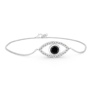 5.5mm AA Bezel-Set Black Diamond Evil Eye Bracelet With Accents in P950 Platinum