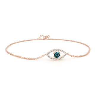 3.5mm AA Bezel-Set Blue Diamond Evil Eye Bracelet With Accents in 10K Rose Gold