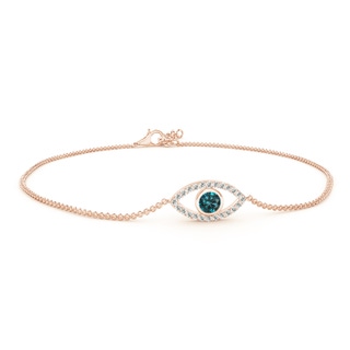 3.5mm AA Bezel-Set Blue Diamond Evil Eye Bracelet With Accents in Rose Gold