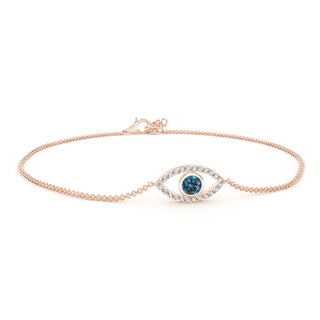 3.5mm AAA Bezel-Set Blue Diamond Evil Eye Bracelet With Accents in Rose Gold