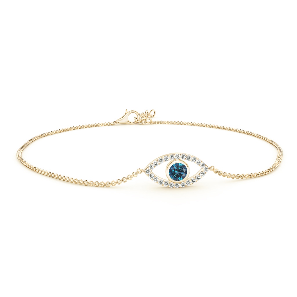 3.5mm AAA Bezel-Set Blue Diamond Evil Eye Bracelet With Accents in Yellow Gold