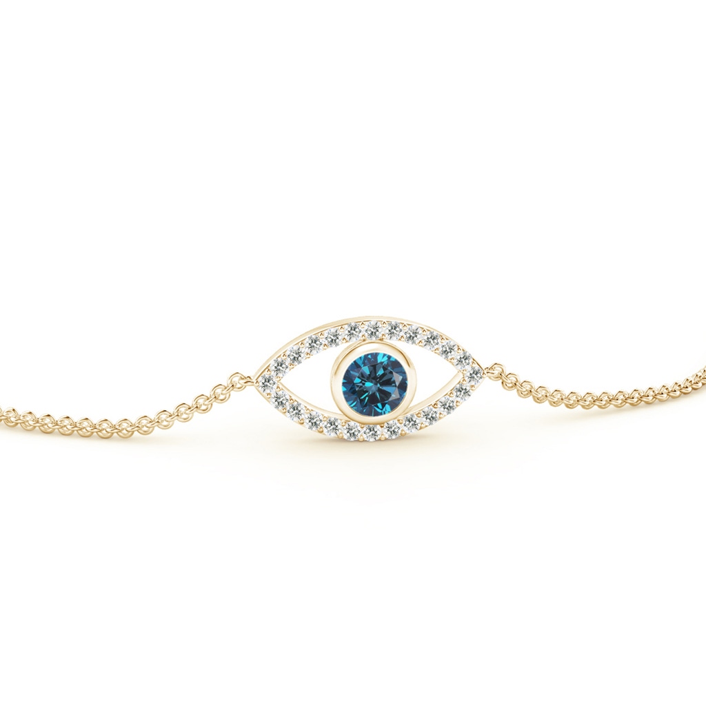 3.5mm AAA Bezel-Set Blue Diamond Evil Eye Bracelet With Accents in Yellow Gold - side 199