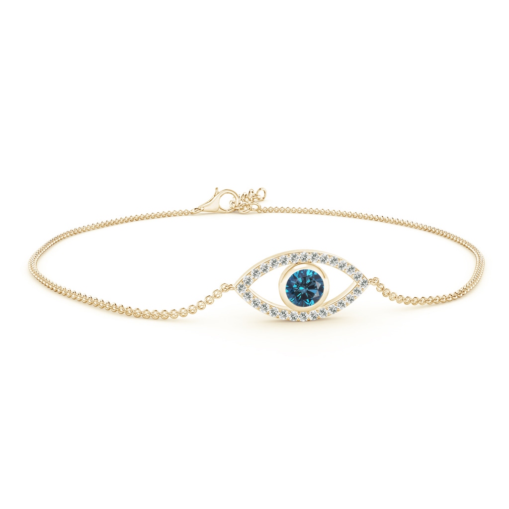 4.5mm AAA Bezel-Set Blue Diamond Evil Eye Bracelet With Accents in Yellow Gold