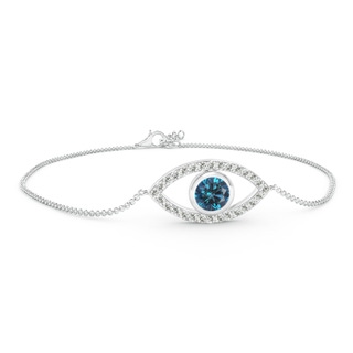 5.5mm AAA Bezel-Set Blue Diamond Evil Eye Bracelet With Accents in P950 Platinum