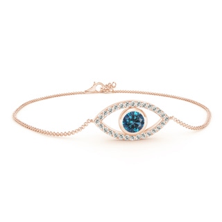 5.5mm AAA Bezel-Set Blue Diamond Evil Eye Bracelet With Accents in Rose Gold