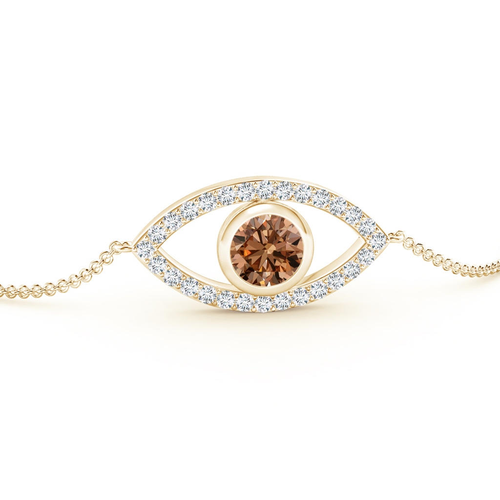 5.5mm AAAA Bezel-Set Coffee Diamond Evil Eye Bracelet With Accents in Yellow Gold - side 199