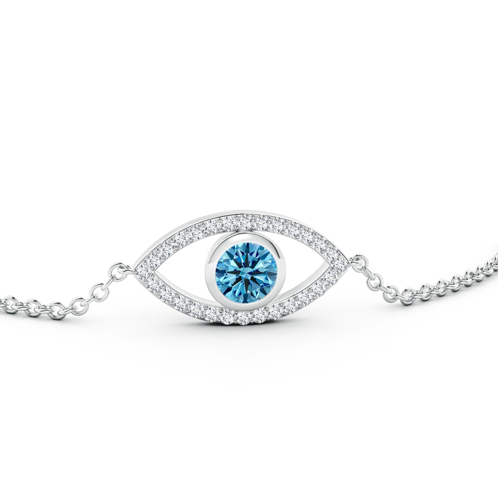 5.1mm AAAA Bezel-Set Fancy Intense Blue and White Diamond Evil Eye Bracelet in P950 Platinum - side 199